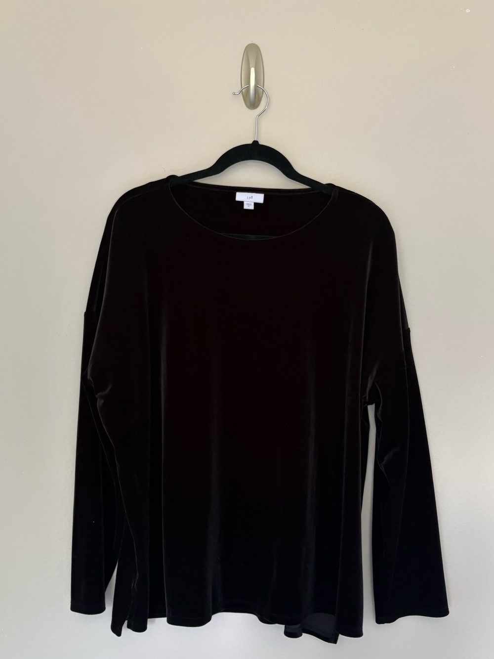 J.Jill Black Velour Long Sleeve Crew Neck Pullover Top Holiday XL